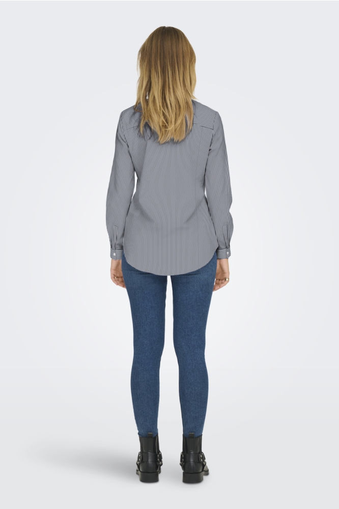 JDYMIO L/S SHIRT WVN NOOS 15149877 TOTAL ECLIPSE/SMALL WHITE STRIPES